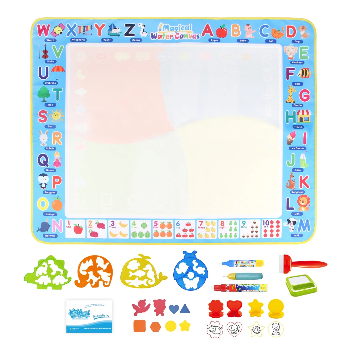 Magic Water Drawing Mat (100×80 cm) – Reusable Montessori Doodle Toy