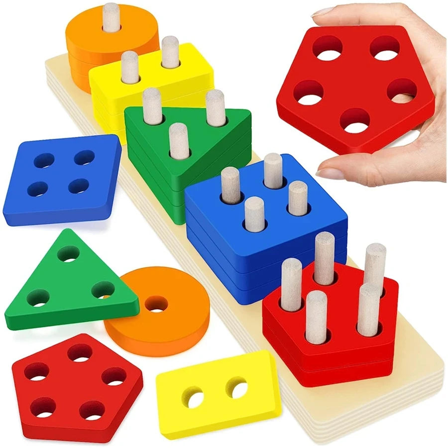 Montessori Wooden Sorting & Stacking Puzzle