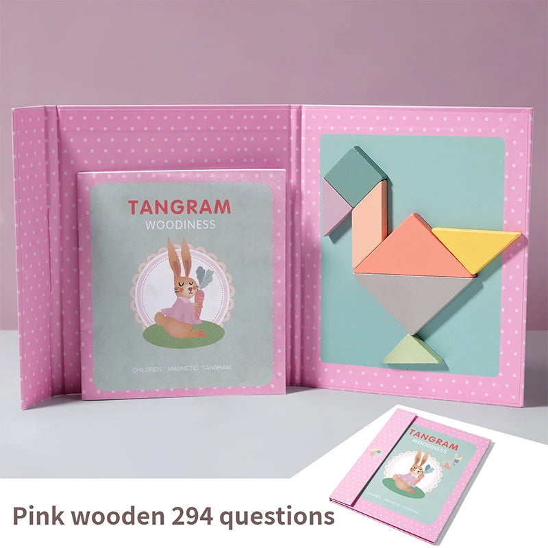 Wooden Magnetic Tangram Puzzle Book