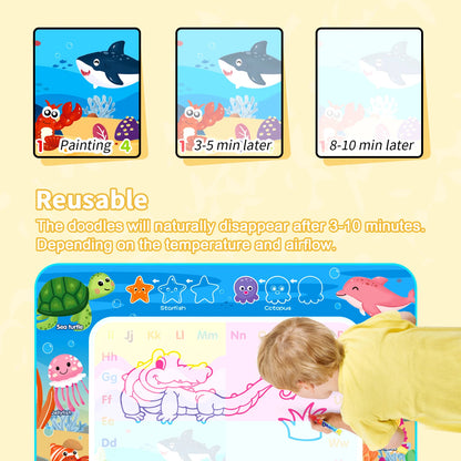 Magic Water Drawing Mat (100×80 cm) – Reusable Montessori Doodle Toy
