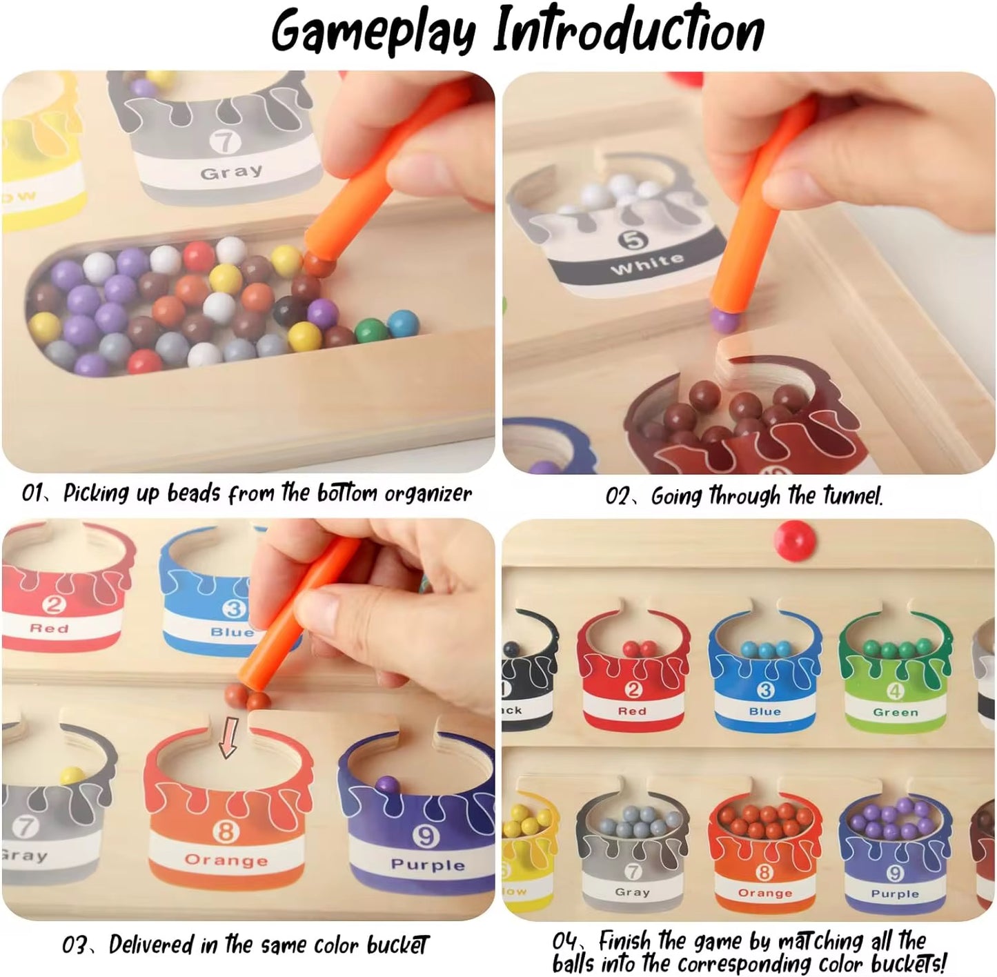 Wooden Magnetic Color & Number Maze