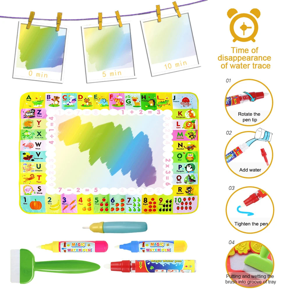 Magic Water Drawing Mat with Reusable Pens
