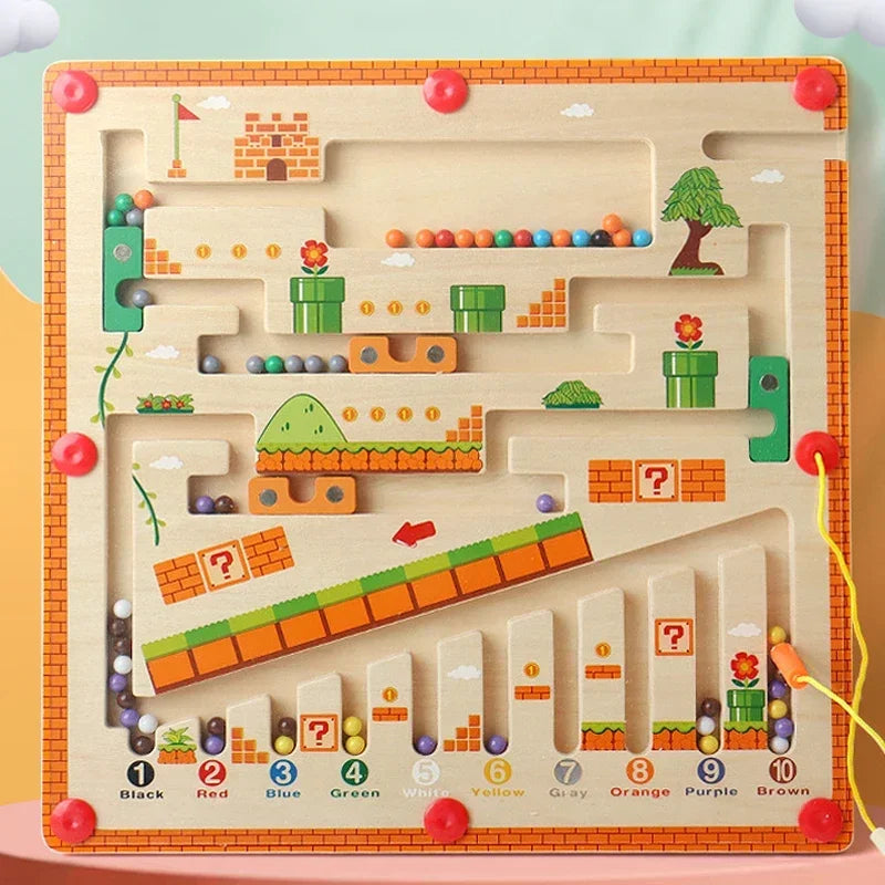 Wooden Magnetic Color & Number Maze