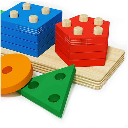 Montessori Wooden Sorting & Stacking Puzzle