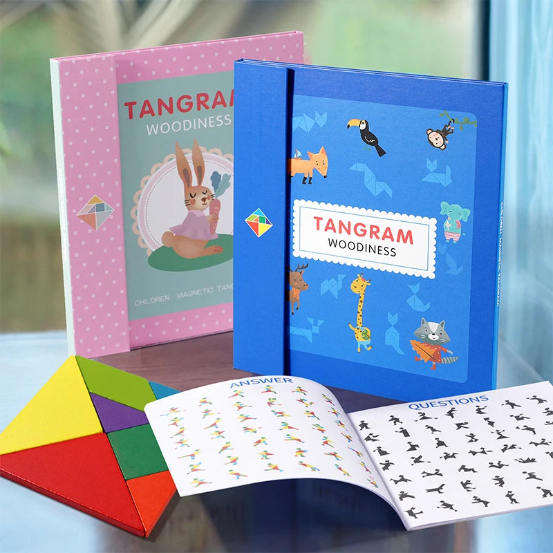 Wooden Magnetic Tangram Puzzle Book