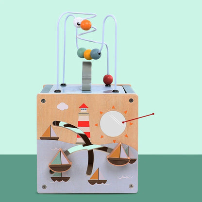 5-in-1 Wooden Activity Cube – Montessori Toy for Toddlers