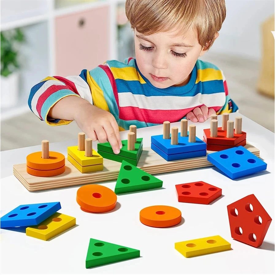 Montessori Wooden Sorting & Stacking Puzzle