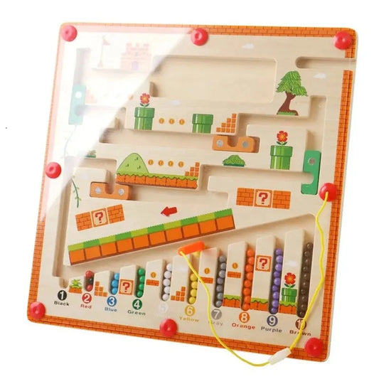 Wooden Magnetic Color and Number Maze Learning Education Toys Color Matching Montessori Toys Wooden Toys for Children Gift