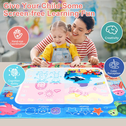 Magic Water Drawing Mat (100×80 cm) – Reusable Montessori Doodle Toy