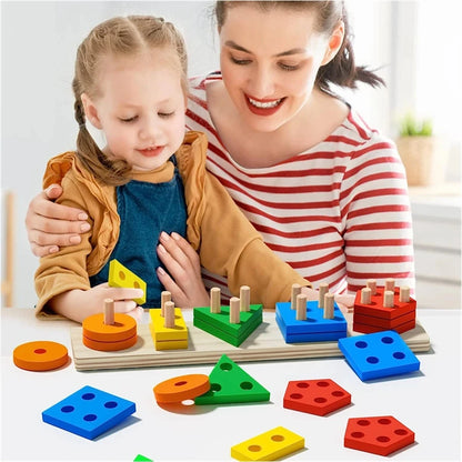 Montessori Wooden Sorting & Stacking Puzzle