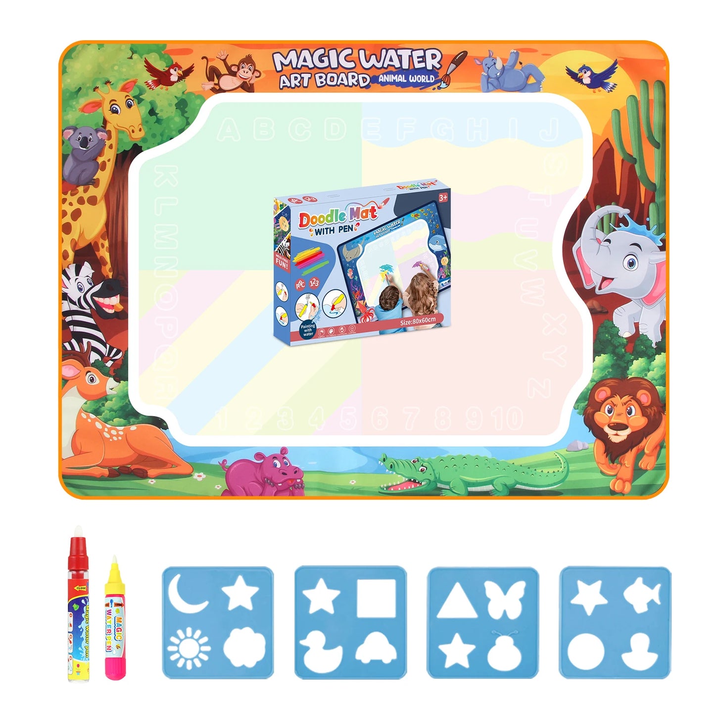 Magic Water Drawing Mat with Reusable Pens
